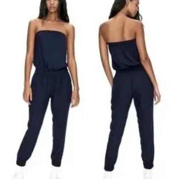 Aritzia Sunday Best Black Strapless Tabata Ankle Boho Jumpsuit Romper Size XS - Picture 2 of 10